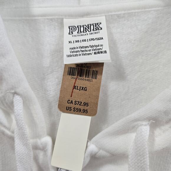 Victoria Secret PINK Hoodie Rainbow Logo XL White New Jacket - Picture 5 of 11